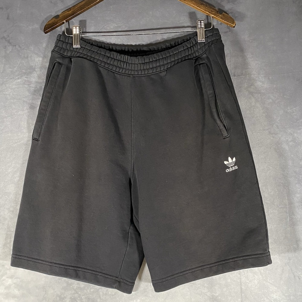 Adidas Sweat Shorts Medium Black Activewear Zipper Pockets